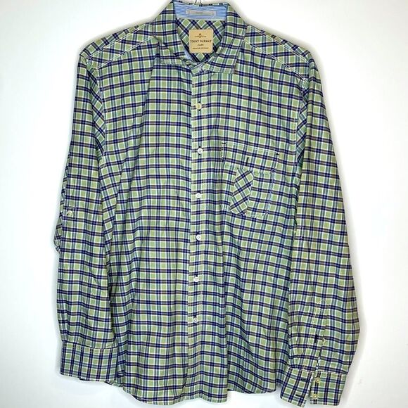 Large Tommy Bahama Green-Blue Plaid LS Shirt‎ - Picture 5 of 5